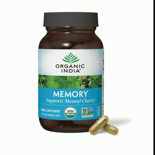 Organic India Memory | Mental Clarity & Cognitive Support | 90 Vegetarian Caps | Usda Organic
