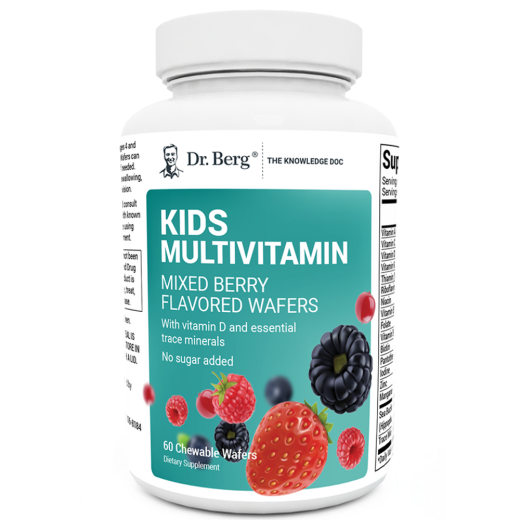 Dr Berg Kids Multivitamin No Sugar Added – Mixed Berry Chewable Vitamin – 60 Wafers