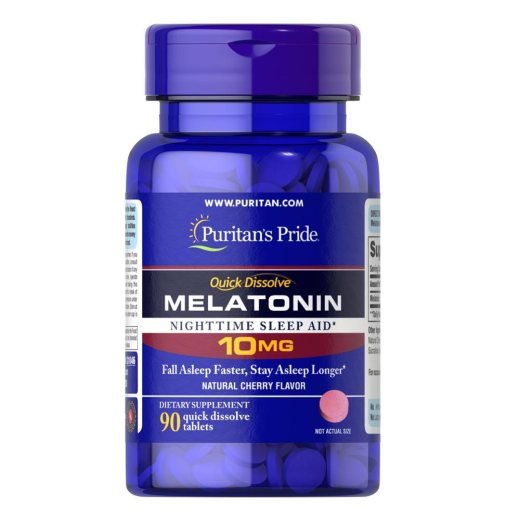 Puritan's Pride Quick Dissolve Melatonin 10mg – Nighttime Sleep Aid