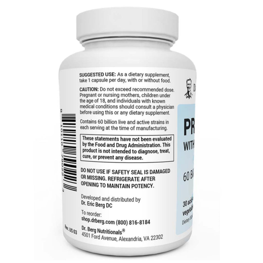 Dr Berg Probiotics with Prebiotic Blend - 30 Caps | Supports Overall Health