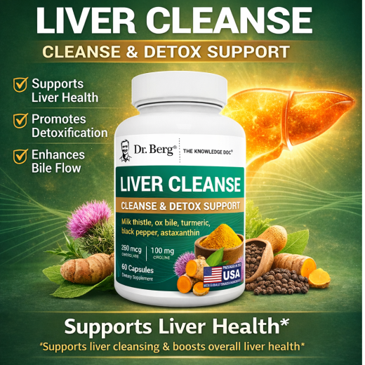 Dr Berg Liver Cleanse Detox Support with Milk Thistle, Ox Bile and Choline – 60 Capsules