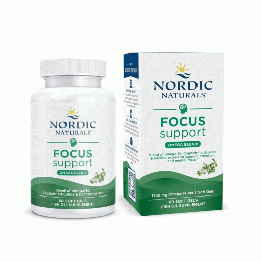 Nordic Naturals Focus Support | Omega-3 + Cognizin Citicoline & Bacopa | Brain & Cognitive Health | 60 Softgels