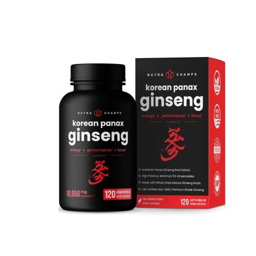 Panax Ginseng 1650mg – 120 Capsules for Energy & Vitality