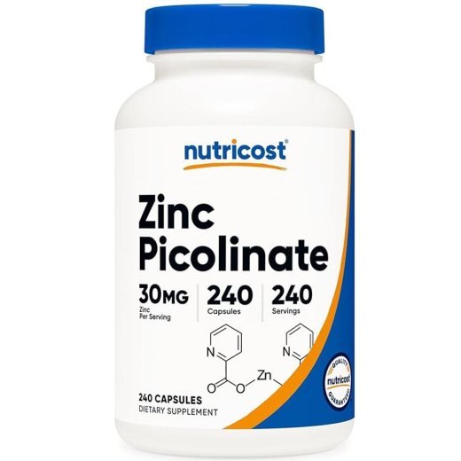 Nutricost Zinc Picolinate 30mg - 120 Capsules, Immune & Skin Support