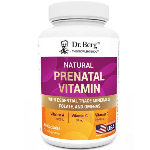 Dr Berg Natural Prenatal Vitamin with Folate and Omegas – 60 Capsules