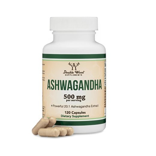Double Wood Ashwagandha 20:1 Extract 500mg High-Potency Stress & Vitality Support 120 Capsules