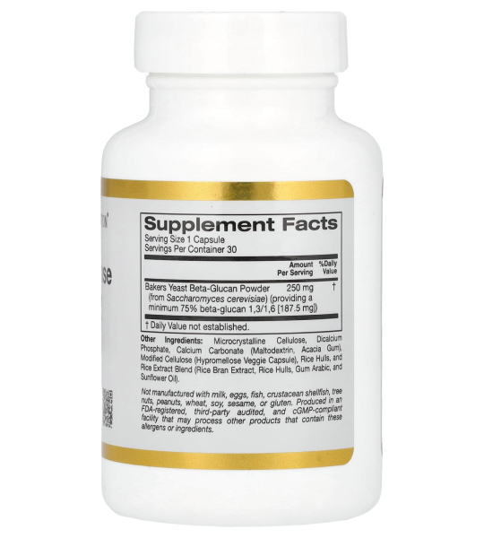 California Gold Nutrition Immune Defence with Wellmune Beta-Glucan 250 Mg 30 Veggie Capsules