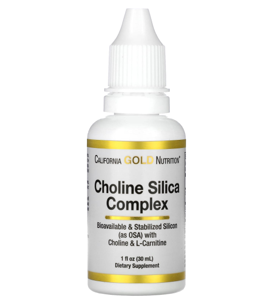 California Gold Nutrition Choline Silica Complex Bioavailable & Stabilised Silicon with Choline & L-Carnitine 30 ml