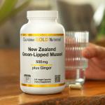 California Gold Nutrition New Zealand Green-Lipped Mussel with Ginger Extract 500 Mg 240 Veggie Capsules