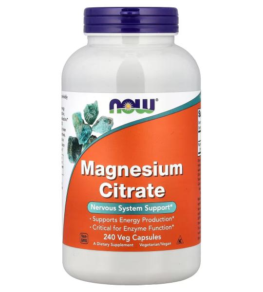 NOW Foods Magnesium Citrate Nervous System Support 240 Veg Capsules