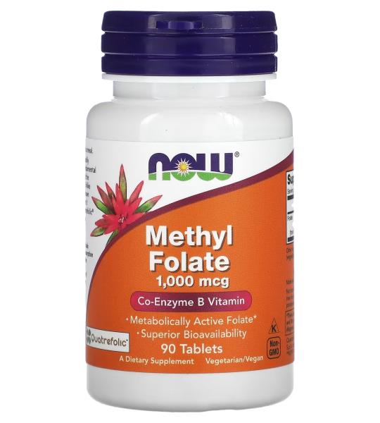 NOW Foods Methyl Folate 1000 mcg Co-Enzyme B Vitamin 90 Tablets