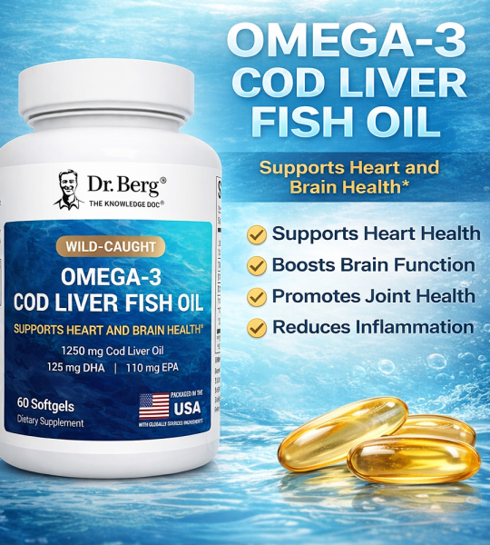 Dr Berg Omega Pure Cod Liver Oil for Heart and Brain 1250mg