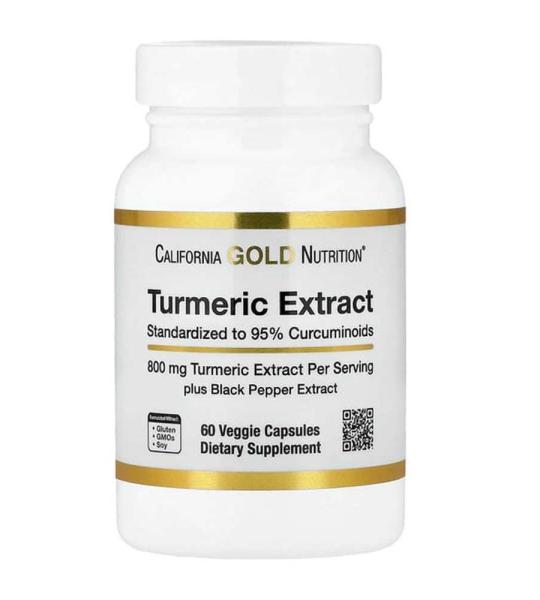 California Gold Nutrition Turmeric Extract with 95% Curcuminoids and BioPerine® Black Pepper Extract 800 mg 60 Veggie Capsules