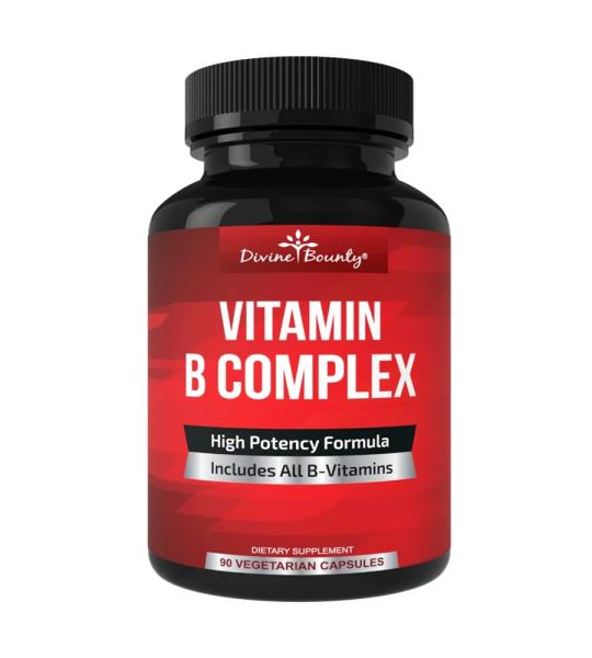 Divine Bounty Vitamin B Complex - High Potency Formula, 90 Veggie Capsules