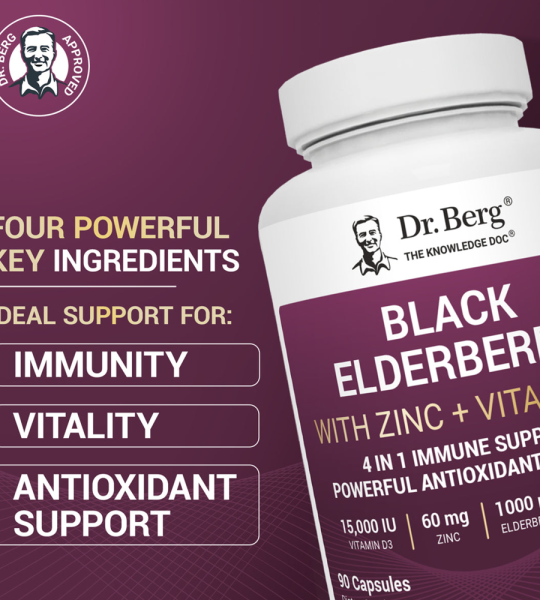 Dr Berg Black Elderberry with Vitamin D3 & Zinc | Immune Support – 90 Capsules