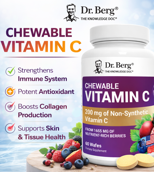Dr Berg Chewable Vitamin C Complex Made with Organic Berries | 60 Wafers