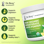 Dr Berg Raw Organic Wheatgrass Juice Powder Organic with Lemon Flavour - 164g