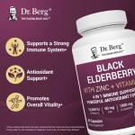 Dr Berg Black Elderberry with Vitamin D3 & Zinc | Immune Support – 90 Capsules