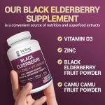 Dr Berg Black Elderberry with Vitamin D3 & Zinc | Immune Support – 90 Capsules