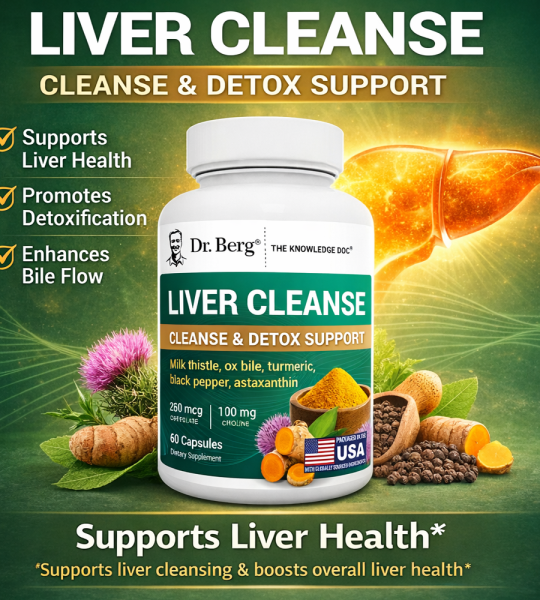 Dr Berg Liver Cleanse Detox Support with Milk Thistle, Ox Bile and Choline – 60 Capsules