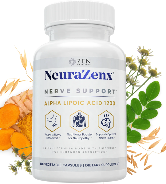 Zen Nutrients 1200mg Alpha Lipoic Acid R Matrix + Benfotiamine + B Complex Nerve Support 120 Capsules