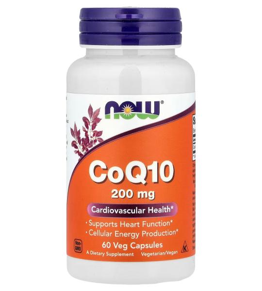 NOW Foods CoQ10 (Coenzyme Q10) 200 mg Cardiovascular Health 60 Veg Capsules