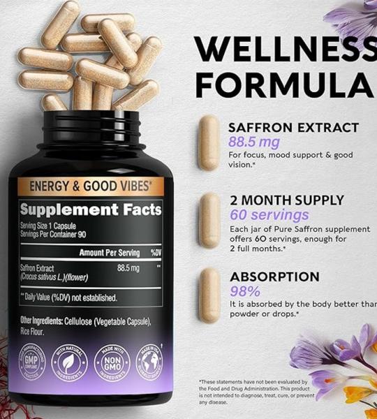 Nutra Harmony Saffron Extract 88.5mg - Mood, Focus & Vision