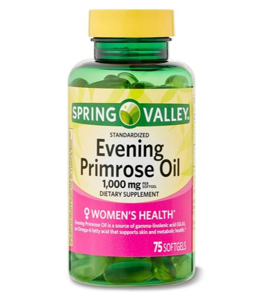 Spring Valley Evening Primrose Oil 1000mg - Women's Health Support with Gla, 75 Softgels