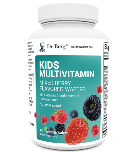 Dr Berg Kids Multivitamin No Sugar Added – Mixed Berry Chewable Vitamin – 60 Wafers