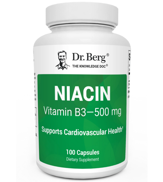 Dr Berg Niacin Flushing Form - Vitamin B3 500 Mg per Serving - 100 Capsules