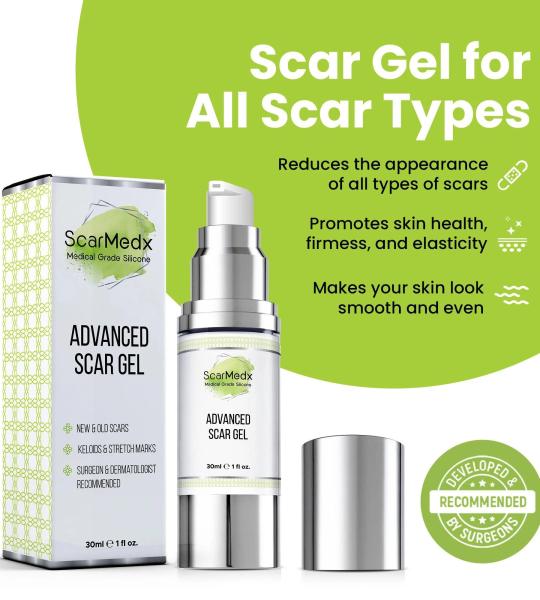 Zen Nutrients ScarMedx Advanced Scar Gel, Medical Grade Silicone Gel
