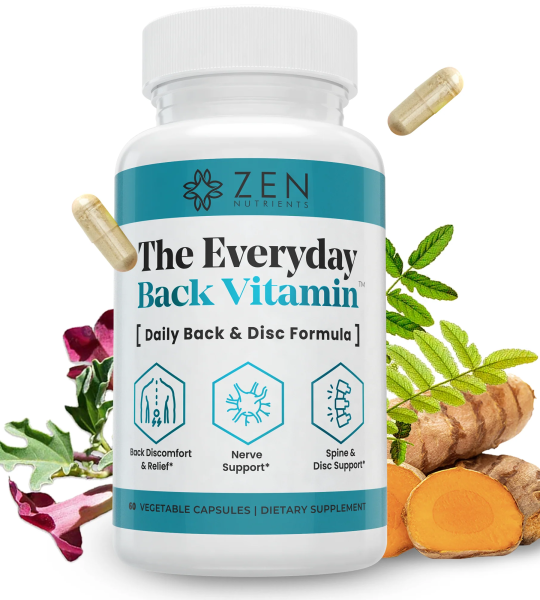Zen Nutrients The Everyday Back Vitamin for Lower Back Relief & Nerve Function Support 60 Capsules