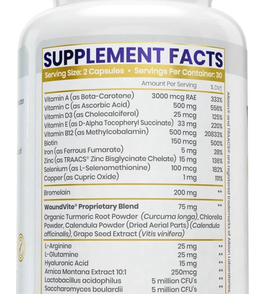 Zen Nutrients WoundVite Pre & Post Surgery Support 60 Vegan Capsules